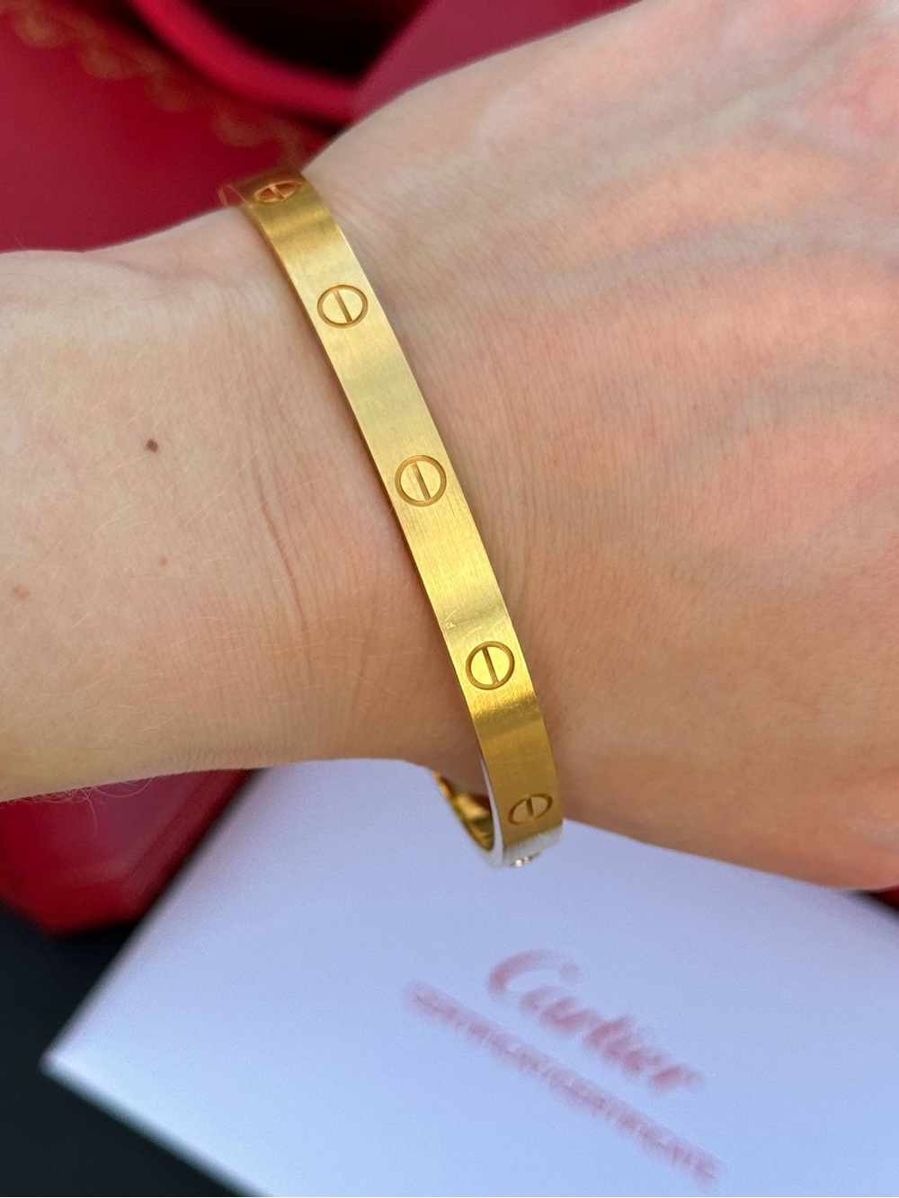 Cartier 18k yellow gold Brushed LOVE BRACELET CLASSIC MODEL size 20 full set 202 - Picture 3 of 11